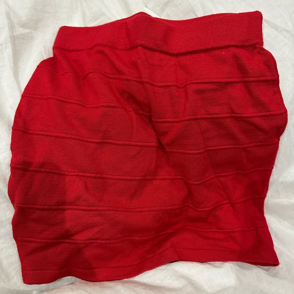 Red knit mini skirt